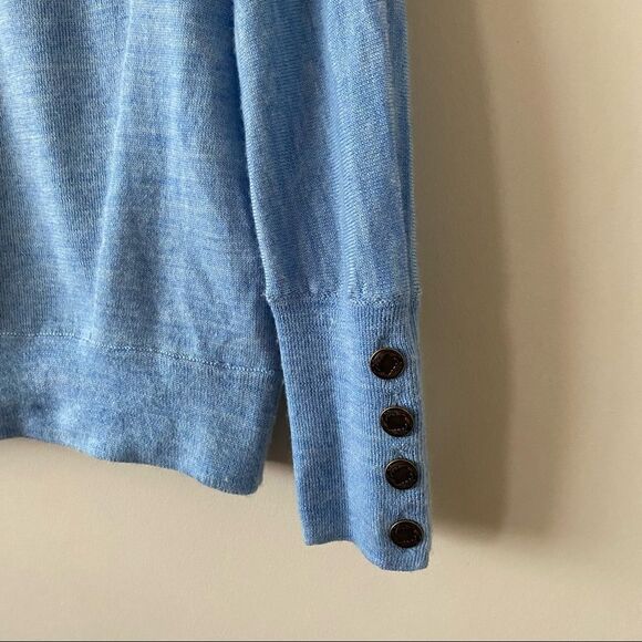 Anthropologie-Moth Robin Eggs Blue Marled Turtleneck Sweater (Size:Small) - Picture 9 of 12